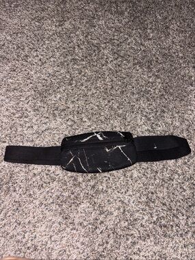 Black Marble-Print Waist Pack Satchel